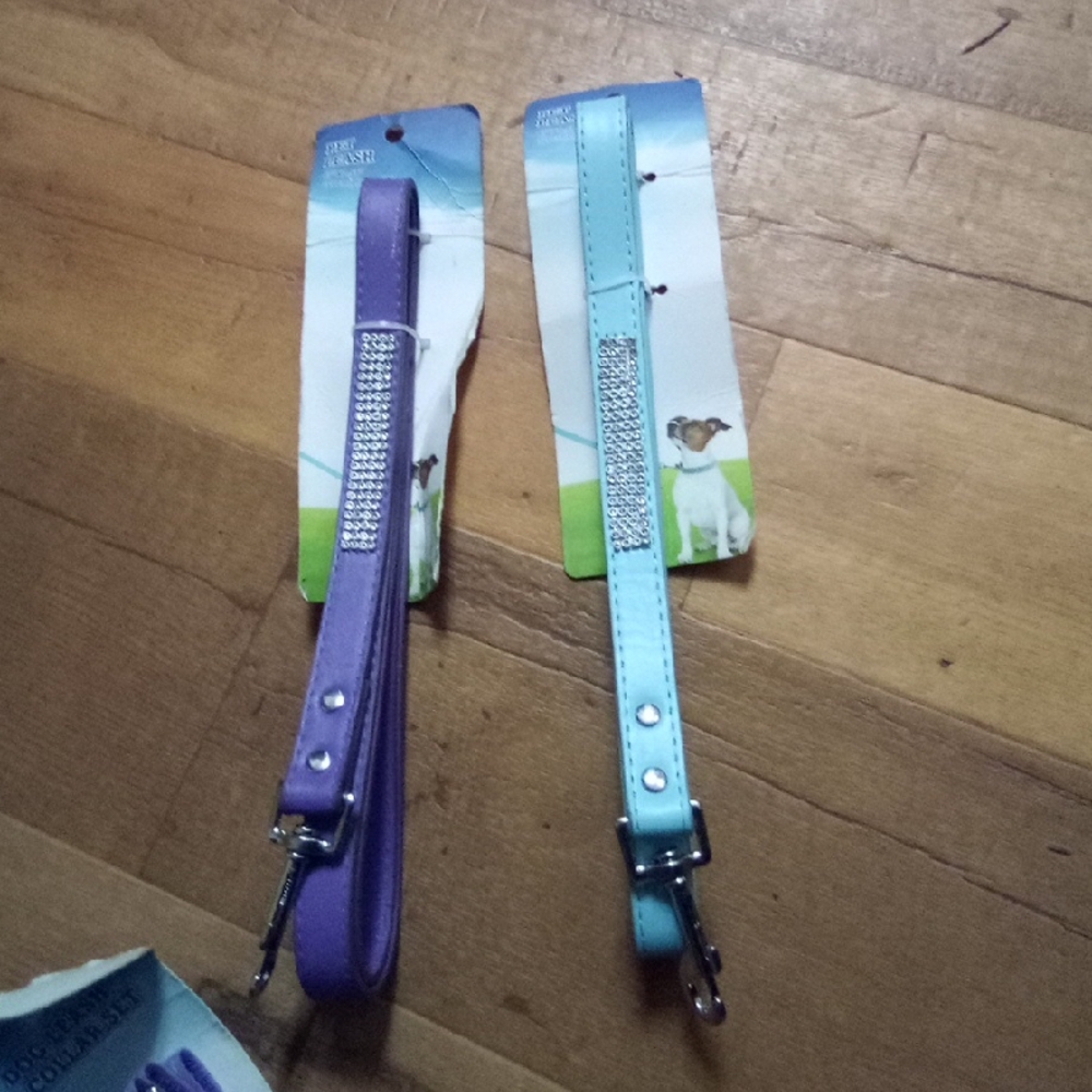Dog Leashes with Rhinestone Detail - Purple and Blue